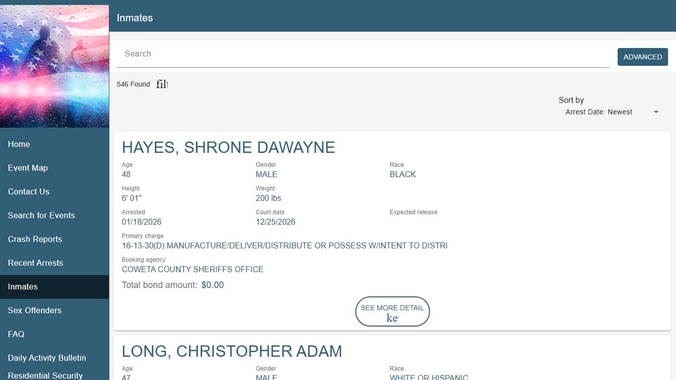 Coweta County Sheriff's Office | Police to Citizen - Inmates catalog