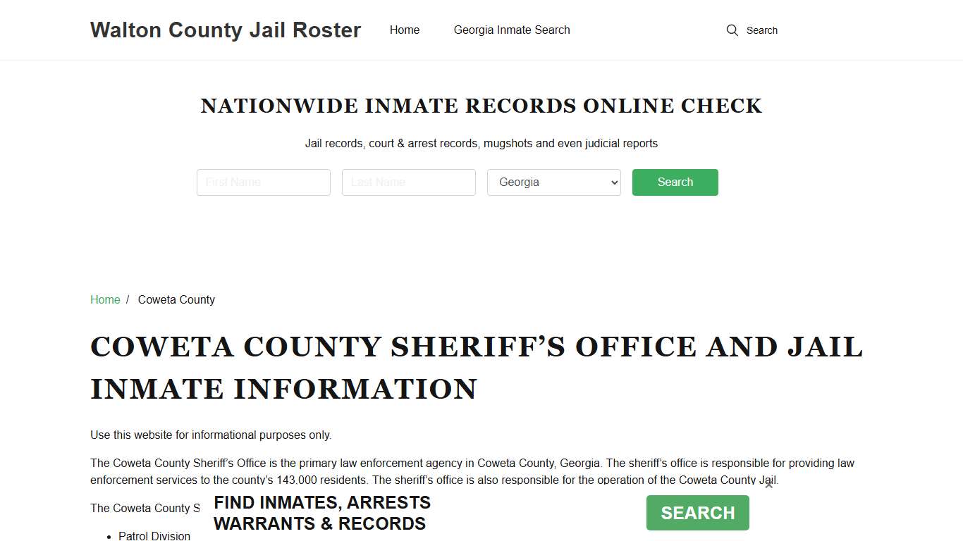 Coweta County Sheriff, GA, Jail Inmate Search, Recent Arrests