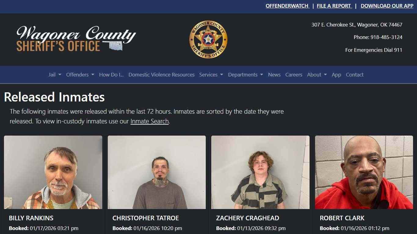 72-Hour Released | Wagoner County Sheriff's Office